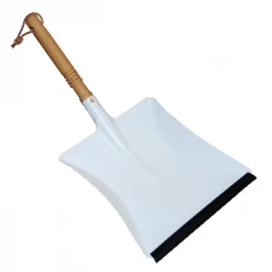 Redecker Metal White Varnished Dust Pan With Stained Beechwood Handle