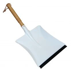 Redecker Metal White Varnished Dust Pan With Stained Beechwood Handle