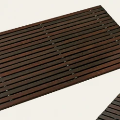 Redecker Dark Wooden Bath Mat With Steel