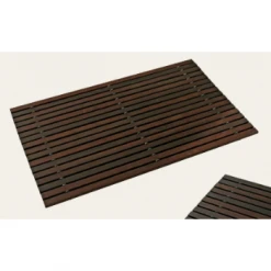 Redecker Dark Wooden Bath Mat With Steel